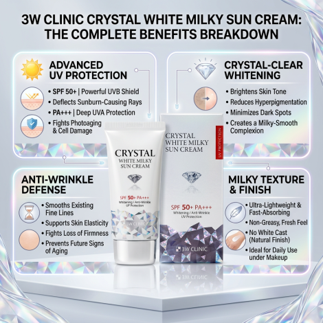 3W Clinic Crystal White Milky Sun Cream SPF50 50ml (Korea)