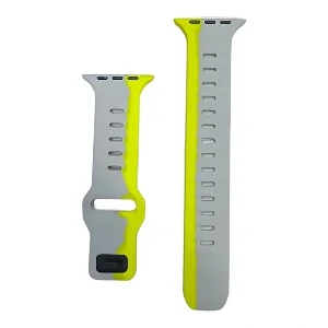 Dual Color 42mm-44mm-45mm-49mm Soft Silicone Watch Straps- Yellow Gray