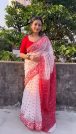 Resham Silk Saree for Women, Screen Print and Dollar Blouse