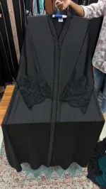 Abaya Borka with Lace Work, Sizes 50 to 56, 5 Colours