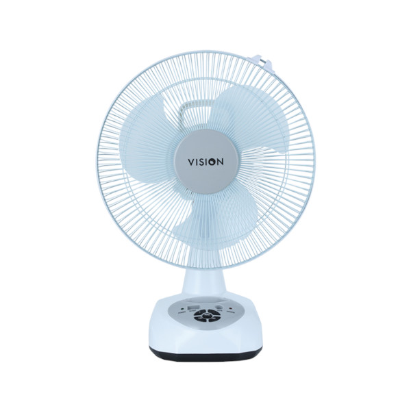 VISION Rechargeable Table Fan 12" White With USB Charger