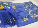 Women's Half Silk Saree with Hand Print Work, 6 Colours