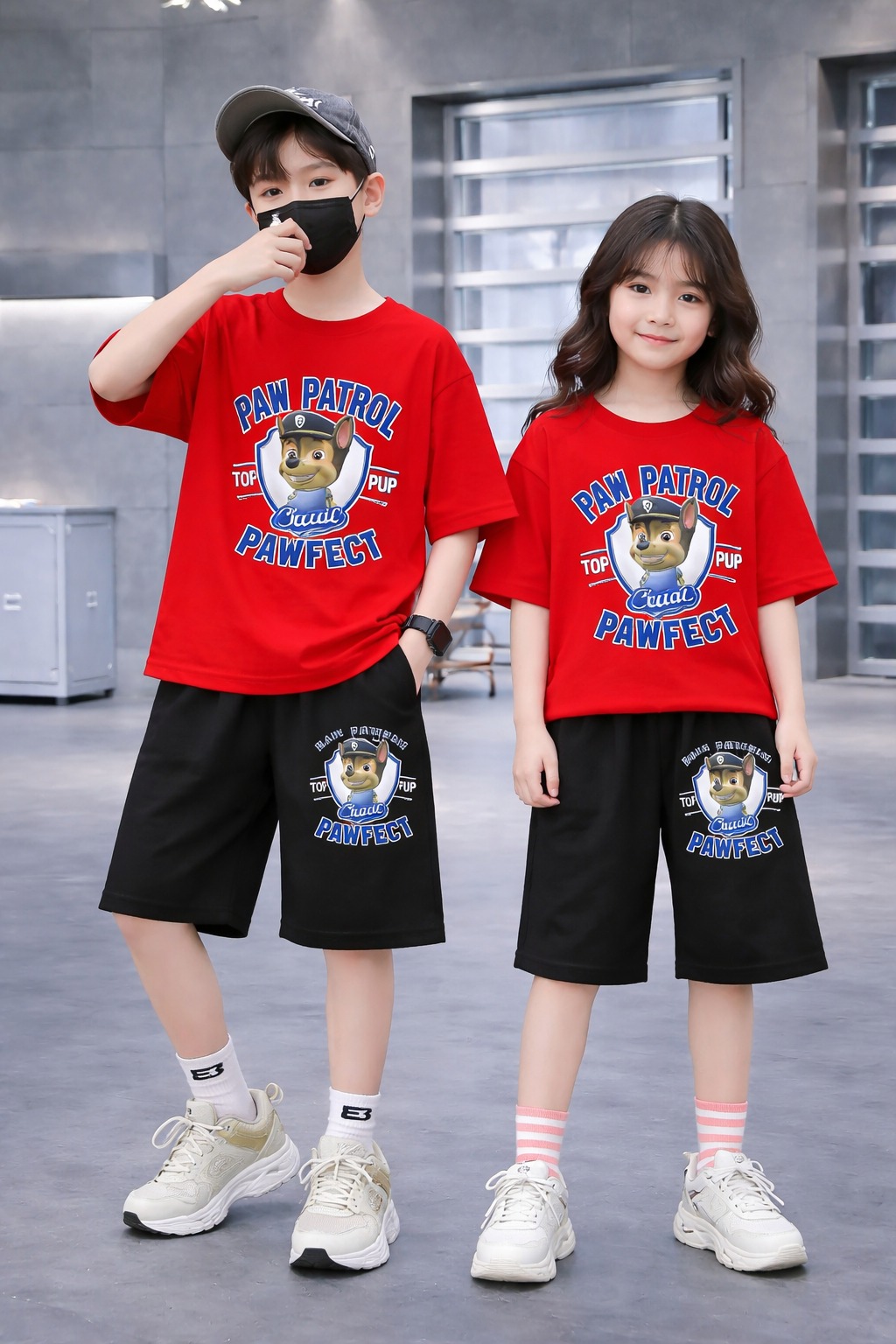 Kids' Drop Shoulder Tee and Drawstring Pant Set, DTF Print