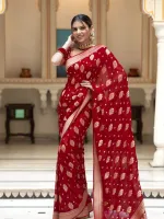Women's Dhupian Saree with Afsan and Block Print Work