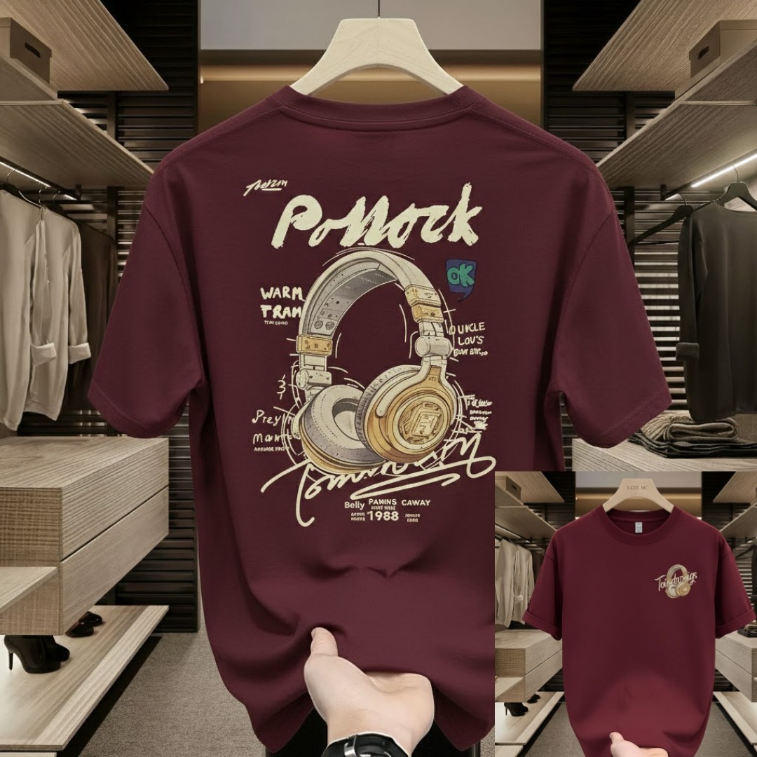 Men's Cotton-Spandex Drop Shoulder T-Shirt with DTF Print