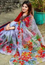 Hand Paint Brush Work Half Silk Saree in 6 Shades