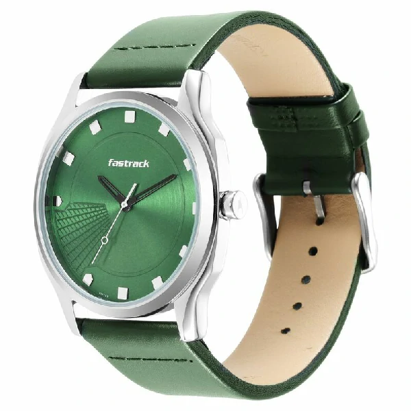 Fastrack NS3255SL02 Stunners Quartz Analog Green Dial Leather Strap Watch