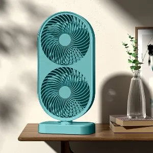 Plug and Play Double Head Desk Fan 120 Adjustable Tilt 4 Speeds Cooling Fan