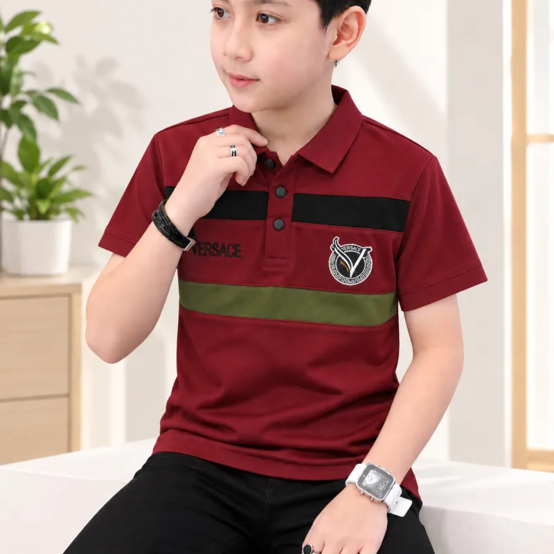 Kids' Embroidered Polo Shirt with Cup Collar, 3 to 10 Years