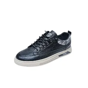 Black Cross Border All Season New Men's Shoes Low -Top Leather Men's Casual Korean Trendy Sneakers