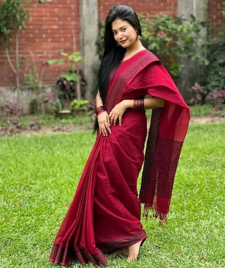 Women's Cotton Mixed Half Silk Plus Paar Saree, 3 Colours