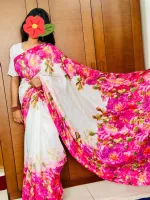 Chanduri Silk Block Print Saree, 5 Colours