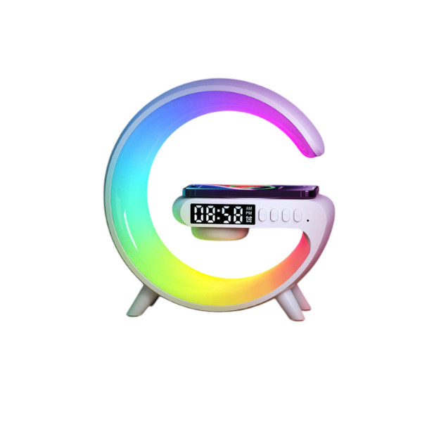 Smart Table Lamp with Wireless Charger, App Control,Sunrise WakeUp Light, RGB Lamp, Clock, Alarm, Mini Bluetooth Speaker, Dimmable Night Light Lamp Alarm Clock G63