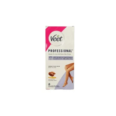 Veet Professional  Ready To Use Half Body Wax Strips For Sensitive Skin 8 Strips (India)