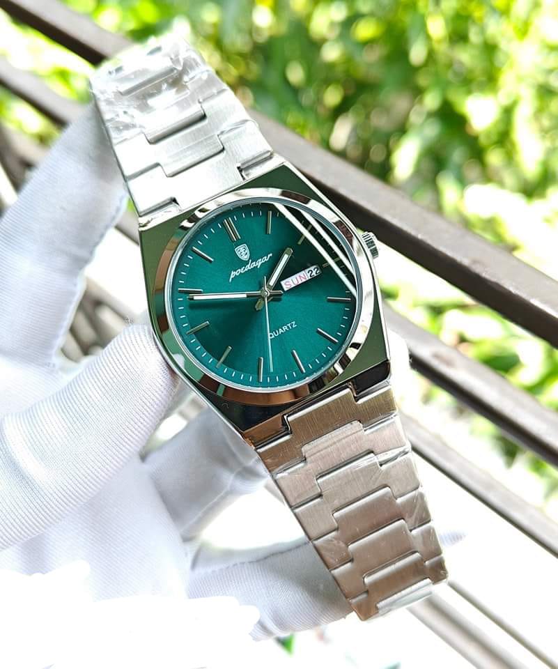 POEDAGAR 930 Men's New Luxury Luminous Date Week Stainless Steel Quartz Watch For Men