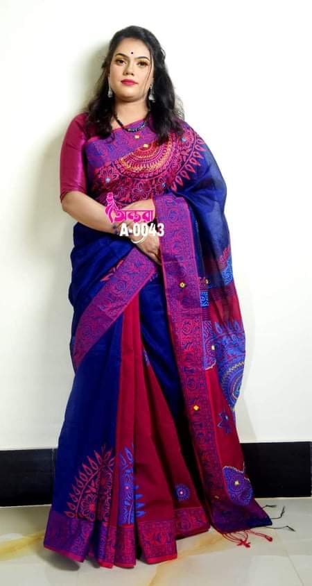 Women's Block Printed Dhupian Silk Saree, 6 Colour Choices