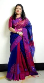 Women's Block Printed Dhupian Silk Saree, 6 Colour Choices