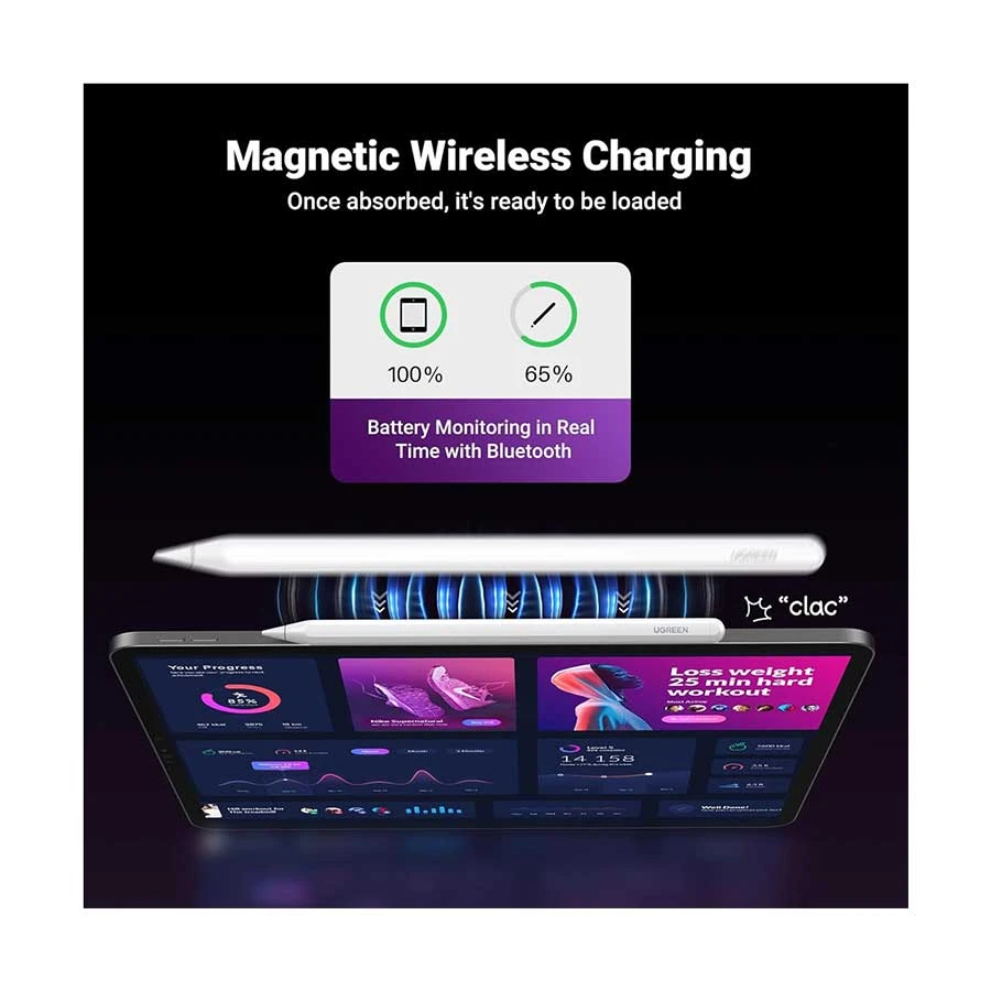UGREEN LP653 White Smart Stylus Pen for iPad with Wireless Charging