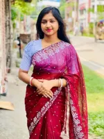 Half Silk Saree with Block and Screen Print, 4 Colour Choices