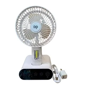 DP 7624 Rechargeable Portable USB Table Fan with Built-in LED Light