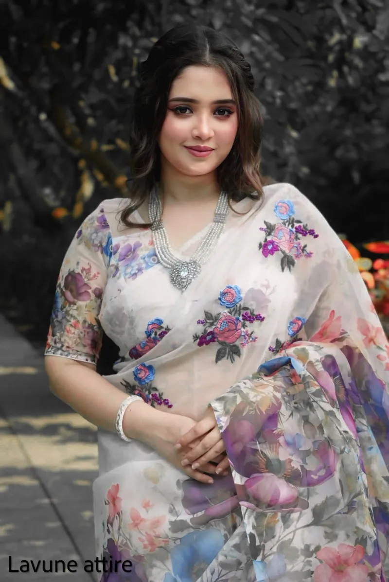 Chanderi Silk Floral Print Saree with Blouse Piece, 5 Colours