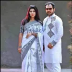 Dhupian Silk Panjabi and Half Silk Saree Set for Couples