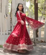 Weightless Georgette Party Gown Three Piece with Sequin and Zari Work