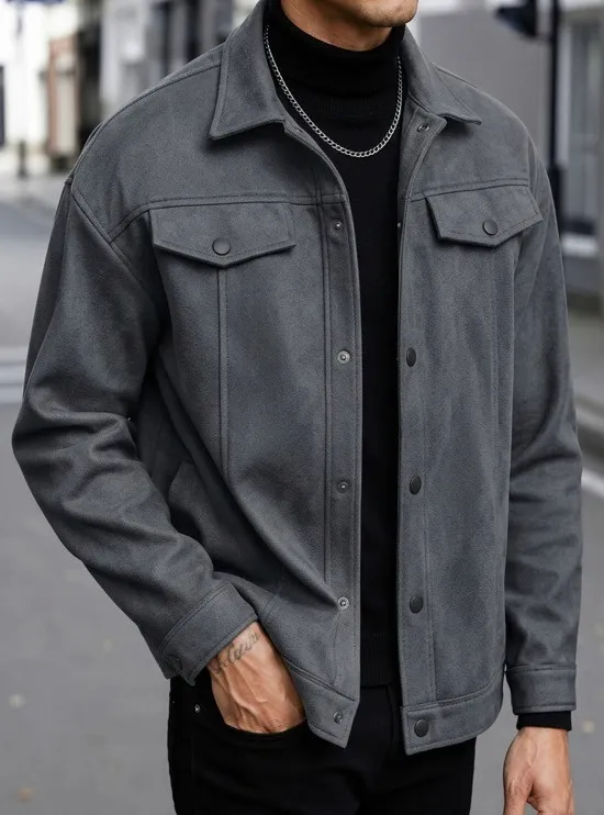 Men's Winter Shacket Jacket, Shirt-Style Cut, Sizes M to XL