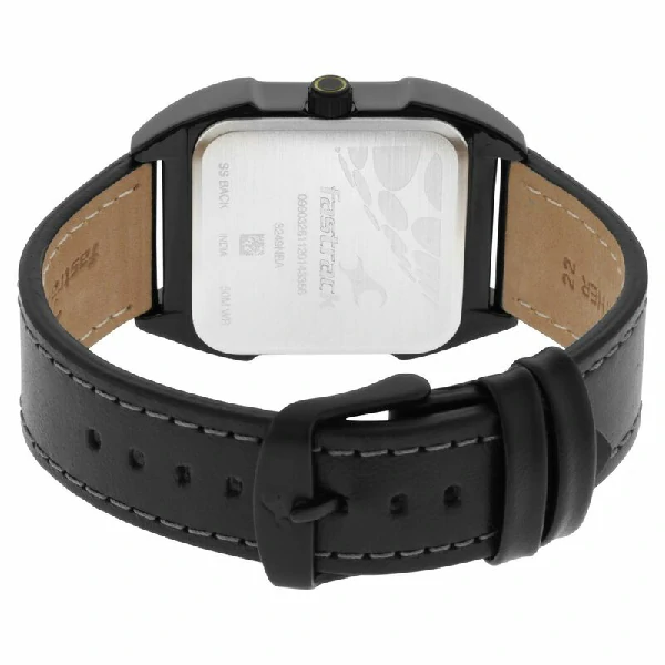 Fastrack NS3249NL01 Gamify Quartz Analog with Day and Date Black Dial Leather Strap Watch