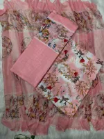 Risika Silk Unstitched Three Piece with Floral Print