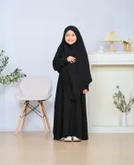 Baby Borka Set with Double Layer Hijab, 2 to 8 Years