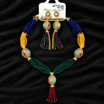 Premium Multicolor Turkish Crystal & Antique Ball Necklace Set