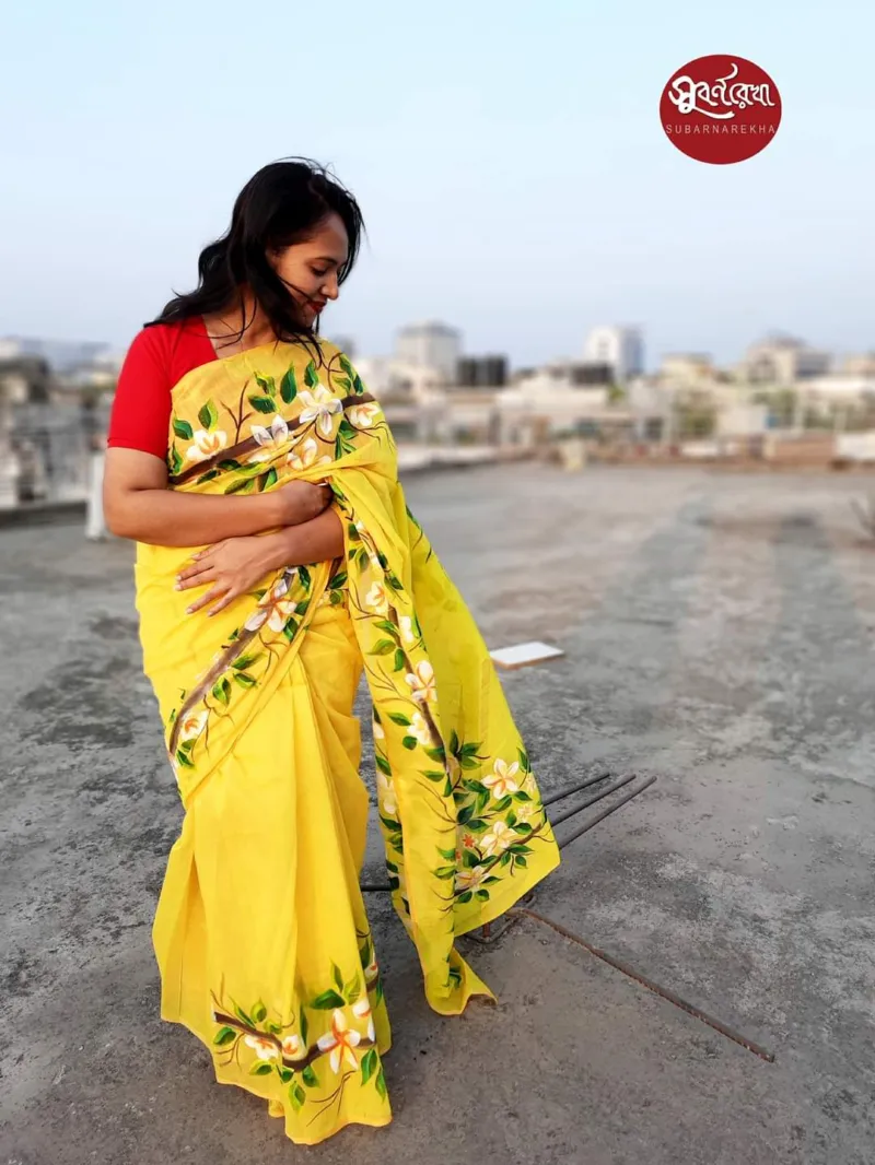 Hand Painted Half Silk Saree for Women of All Ages
