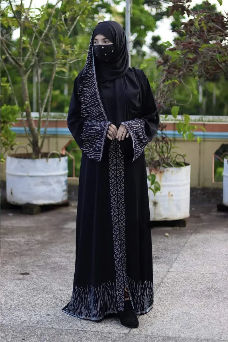 Koti Borka Full Set with Hijab and Stone Work, 3 Colours