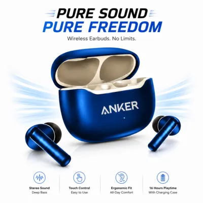 Anker TWS Wireless AC-100 Buds Pro – Hi-Res Audio Certified True Wireless Earbuds with ENC Noise Cancelling Mic, 40mm Drivers, 7H Playtime & 300mAh Case