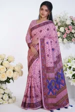 Pure Cotton Block and Screen Print Saree with Blouse Piece
