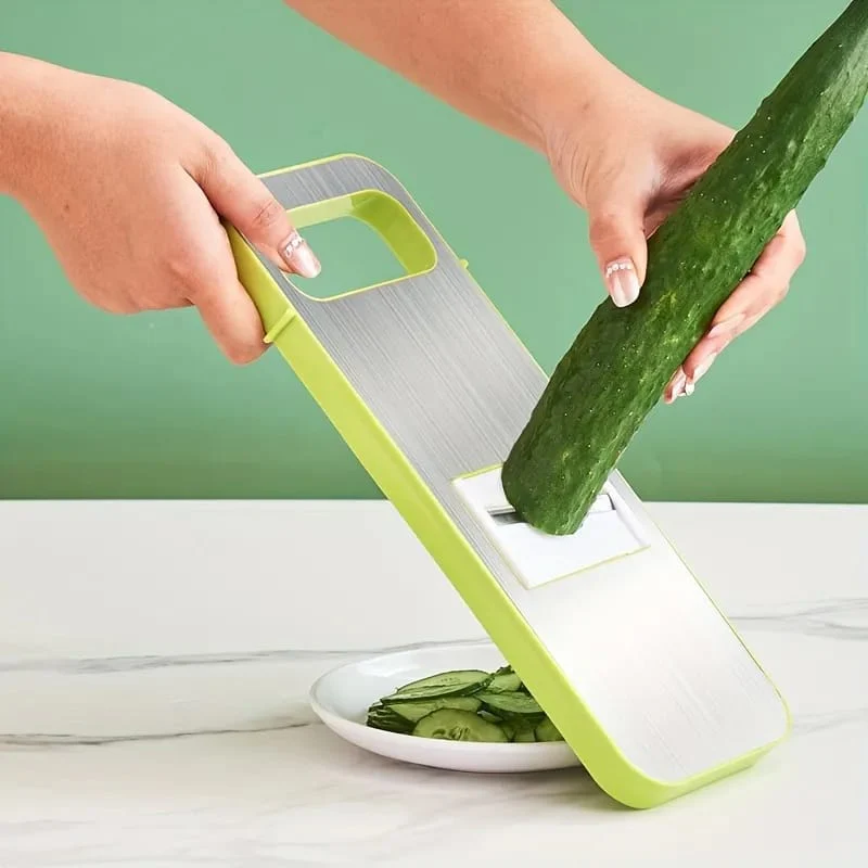Manual Food Grater & Slicer with Stainless Steel Blades – Multi-Functional Vegetable, Fruit & Cheese Cutter for Kitchen Prep