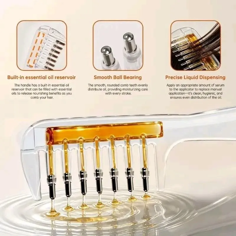Hair Oil Applicator Comb with Oil Reservoir and Massage Teeth