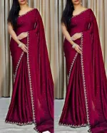 Embroidered Georgette Party Saree with Stone Work and Blouse