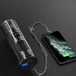 Rechargeable LED Flashlight with Telescopic Zoom & Power Bank Function