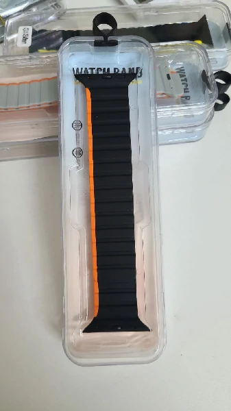 Stop Line Magnet Strap For Smart Watch- 38/40/41mm- Black +Orange Color