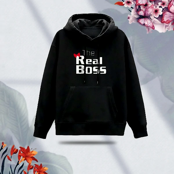 Premium Comfortable (The Real Boss-Black) Ladies winter hoodie