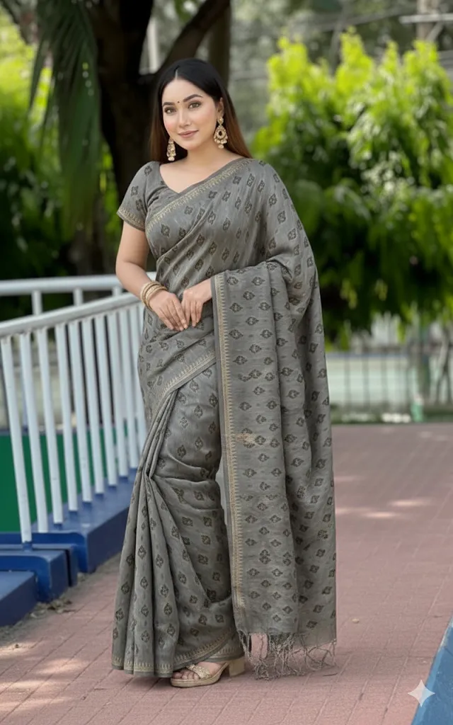 Cotton Suti Saree with Rubber Screen Print, 14 Haath