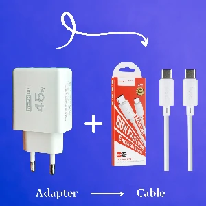 GearUP 45W Fast Charger + Hoco 1m PD Fast Charging Cable 60W – Combo