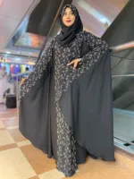 Women's Cherry Stone Work Abaya Borka Set with Hijab, 4 Colours