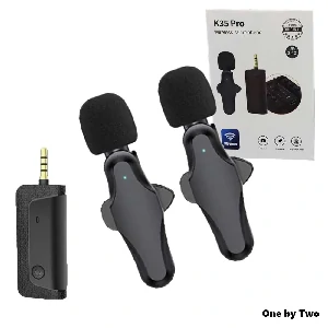 K35 Pro Dual Mic Wireless Lavalier Microphone