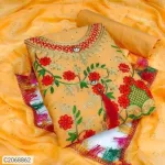 Aari Embroidered Cotton Three Piece, 40 Inch Kameez, 6 Colours