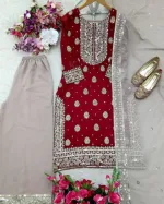 Fox Georgette Sequin Embroidery Three Piece, L to XXL