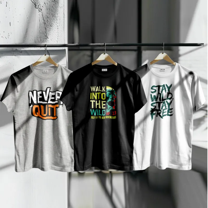 Unique Design Cotton T-Shirt 3-Piece Combo Pack