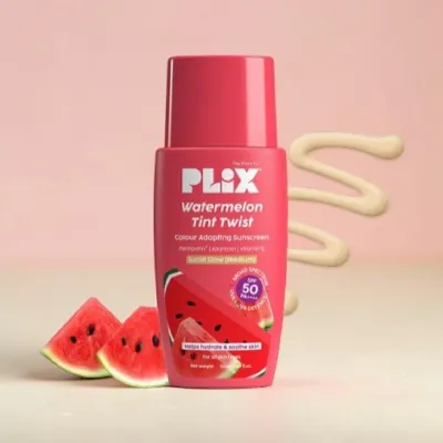 Plix Watermelon Tint Twist Colour Adapting Sunscreen SPF50+ 50ml - Sunlit Glow (India)